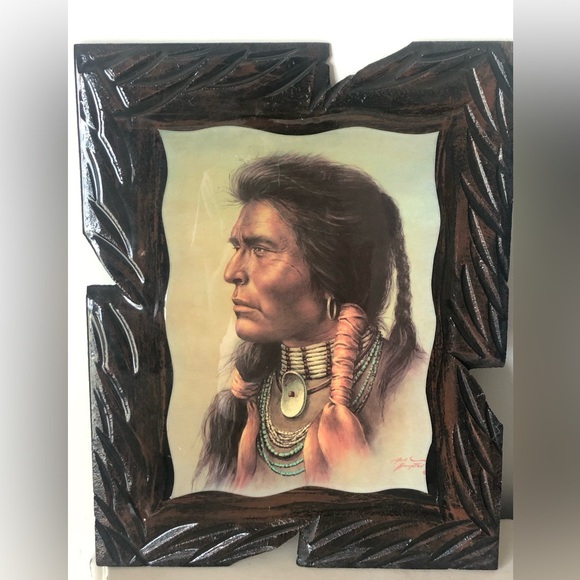Bill Hampton’s Framed Vintage “Oh Great Spirit” Portrait - Picture 3 of 3